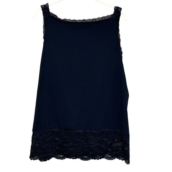 Sundance Size XL Black Lace Trim Cami Tank Top Cotton Spandex - Picture 5 of 6